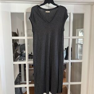 Madewell Charcoal V-Neck Midi Dress